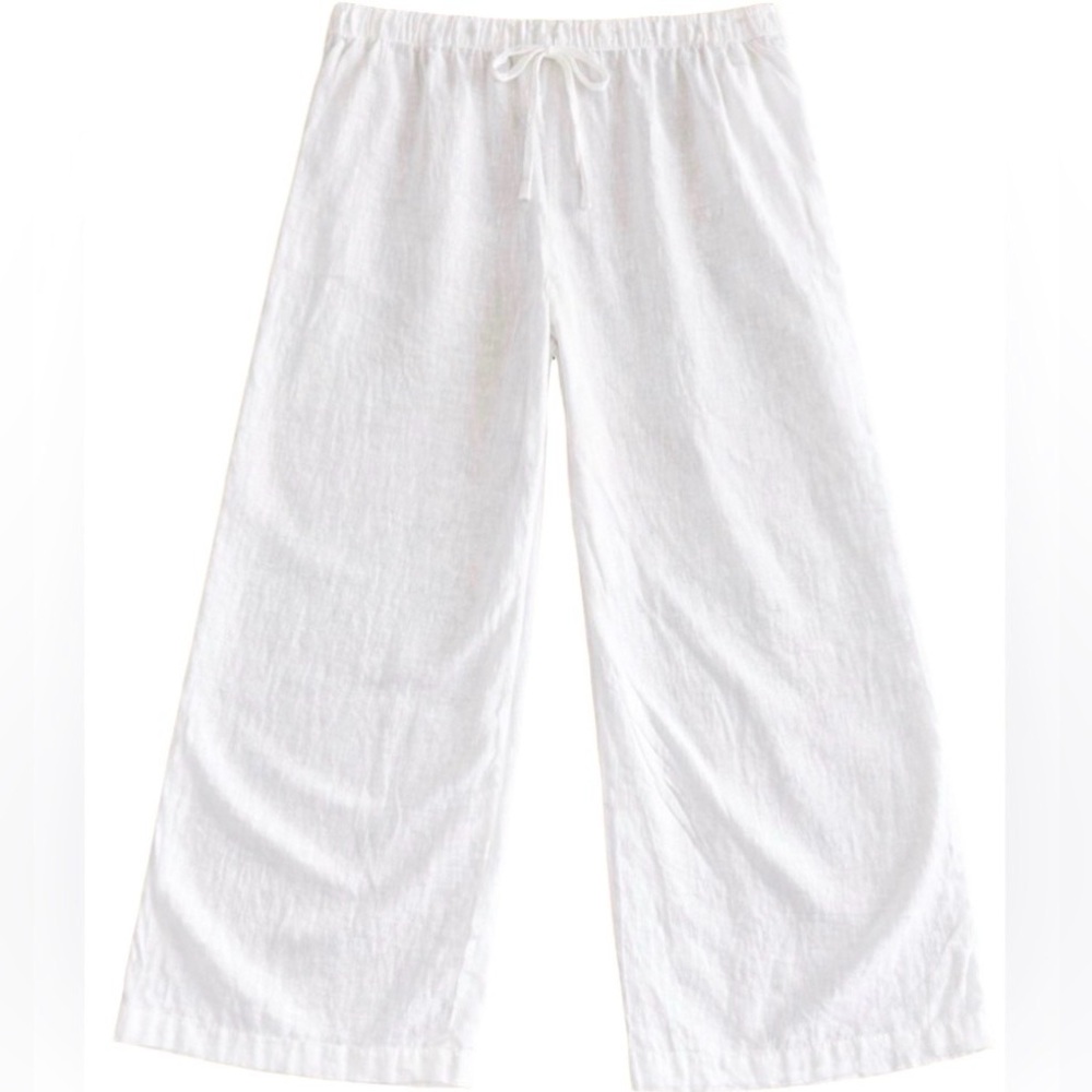 GAP Linen Blend Wide Leg Pants XXL White Pull On Elastic Waist Summer Sold Out - Picture 2 of 12